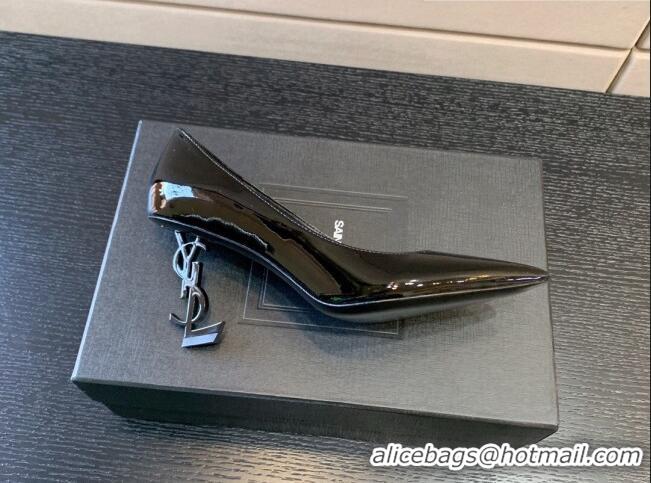 Purchase Saint Laurent Patent Leather YSL High Heel Pumps 8.5cm All Black 122854