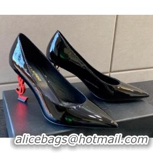 Good Looking Saint Laurent Patent Leather YSL High Heel Pumps 8.5cm Black/Red 122855