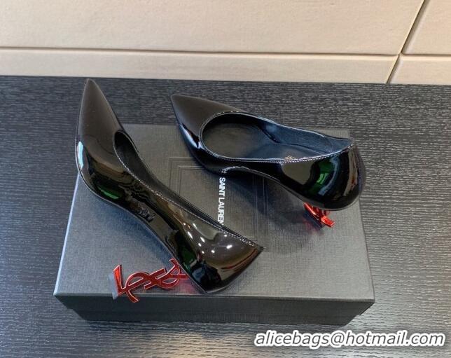 Good Looking Saint Laurent Patent Leather YSL High Heel Pumps 8.5cm Black/Red 122855