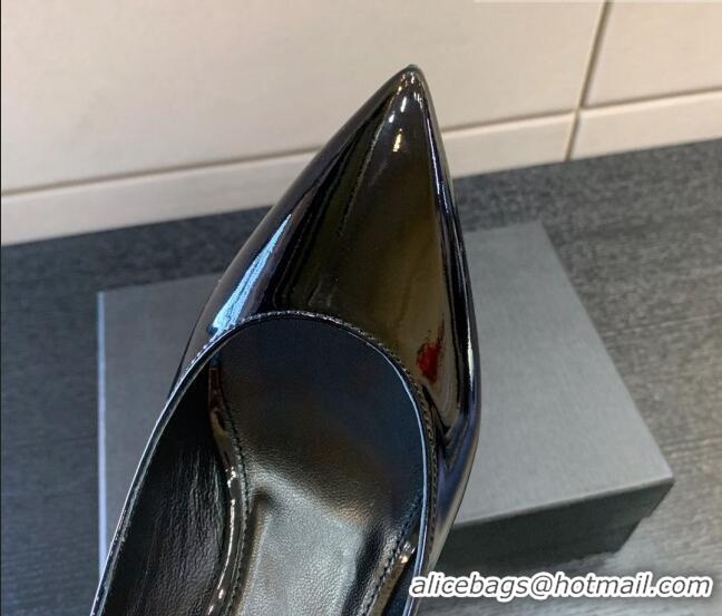 Best Grade Saint Laurent Patent Leather YSL High Heel Pumps 8.5cm Black/Gold 122856