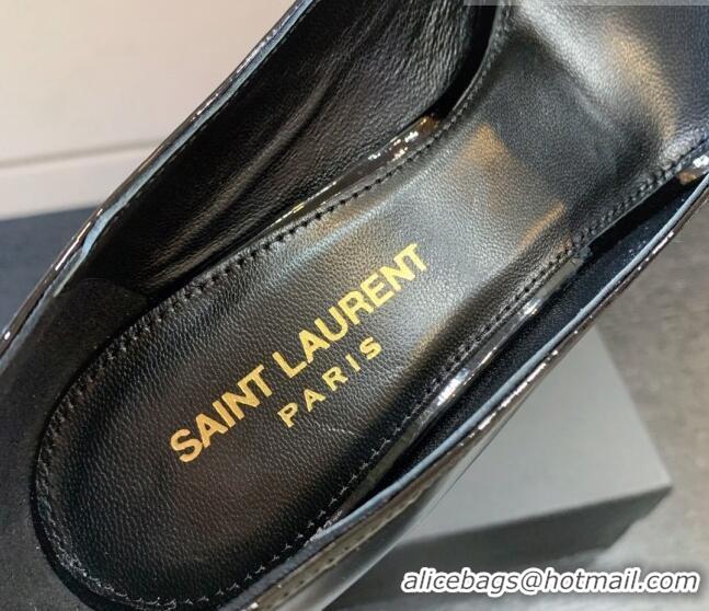 Best Grade Saint Laurent Patent Leather YSL High Heel Pumps 8.5cm Black/Gold 122856