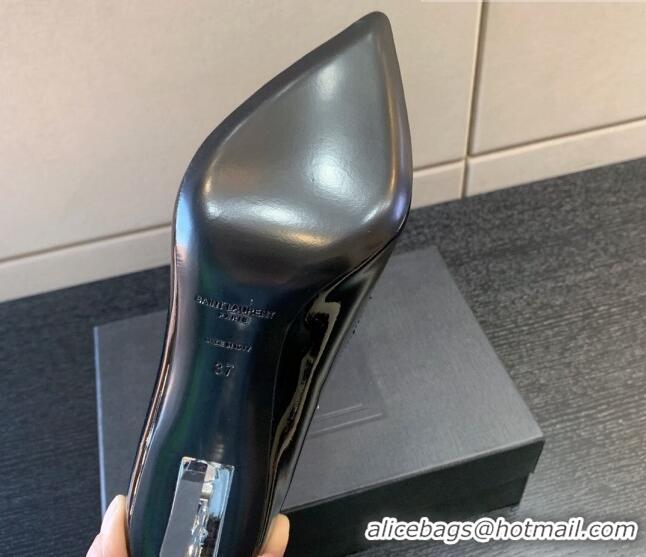 Low Price Saint Laurent Patent Leather YSL High Heel Pumps 8.5cm Black/Silver 122859