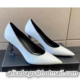 Durable Saint Laurent Calfskin YSL High Heel Pumps 8.5cm White/Black 122857