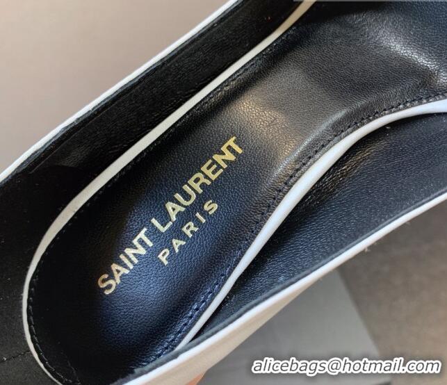 Durable Saint Laurent Calfskin YSL High Heel Pumps 8.5cm White/Black 122857