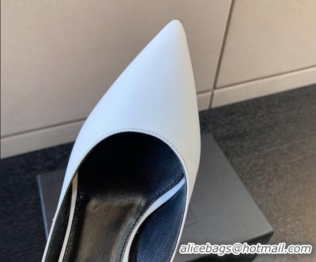 Durable Saint Laurent Calfskin YSL High Heel Pumps 8.5cm White/Black 122857