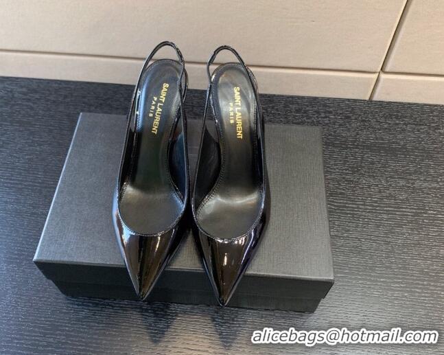 Shop Duplicate Saint Laurent Patent Leather YSL High Heel Slingback Pumps 8.5cm Black/Red 122860