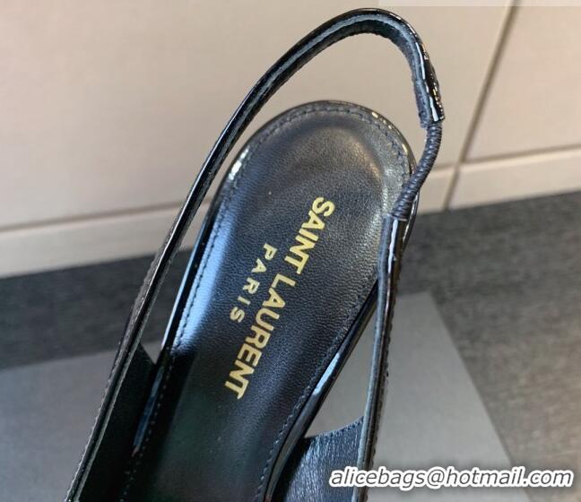 Shop Duplicate Saint Laurent Patent Leather YSL High Heel Slingback Pumps 8.5cm Black/Red 122860