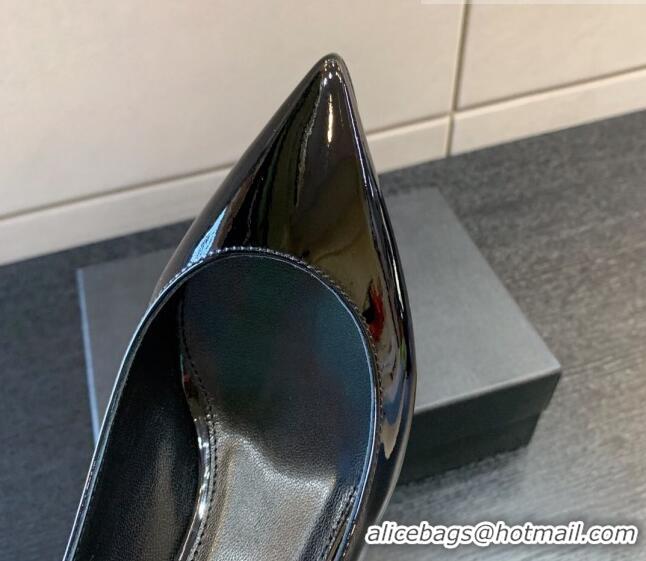 Top Grade Saint Laurent Patent Leather YSL High Heel Slingback Pumps 8.5cm All Black 122861