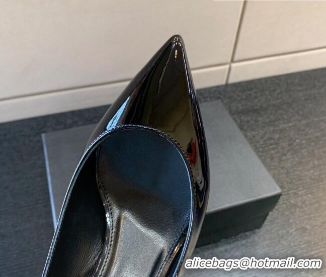 Durable Saint Laurent Patent Leather YSL High Heel Slingback Pumps 8.5cm Black/Gold 122864