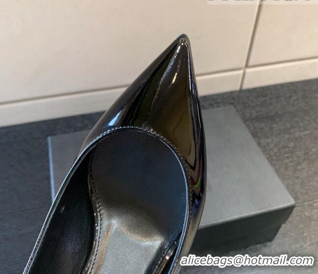 Classic Hot Saint Laurent Patent Leather YSL High Heel Slingback Pumps 8.5cm Black/Silver 122865