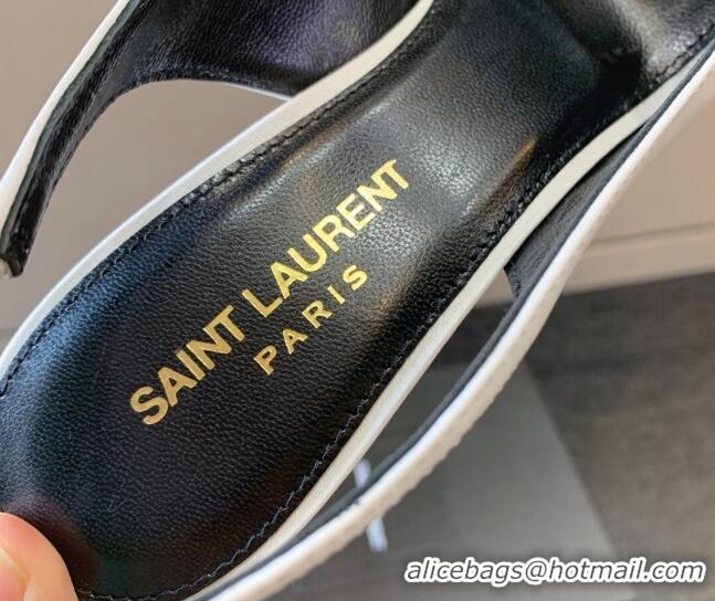 Sumptuous Saint Laurent Calfskin YSL High Heel Slingback Pumps 8.5cm White/Black 122863