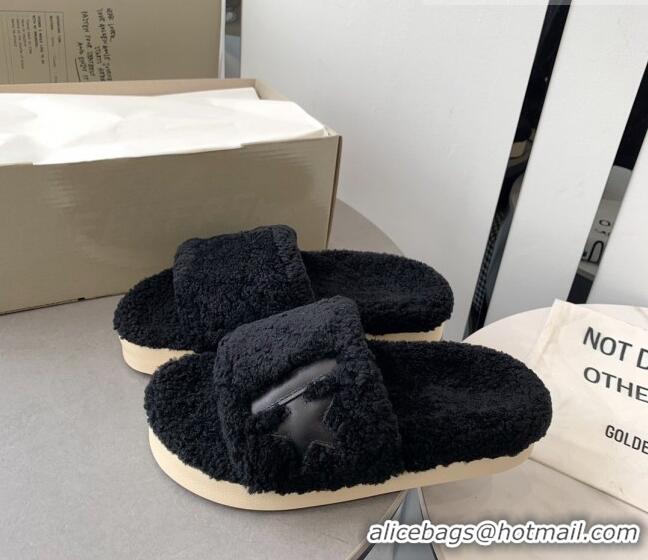 ​New Design Golden Goose GGDB Pool Star Wool Slide Sandals G0155 Black 2022