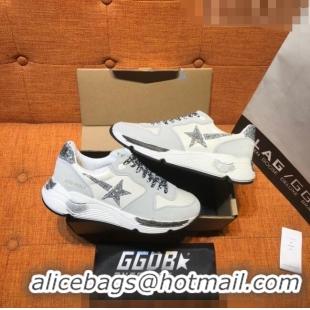 ​Best Price Golden Goose Running Sole Sneakers in Nylon and Suede with Glitters Silver Star G0159 White/Light Grey 2022