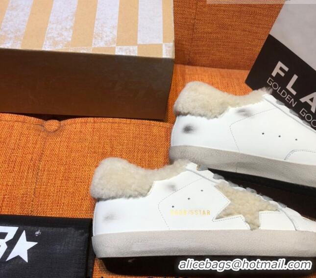 ​Good Product Golden Goose Super-Star Sneaker in Leather and G0160 Shearling White/Beige 2022