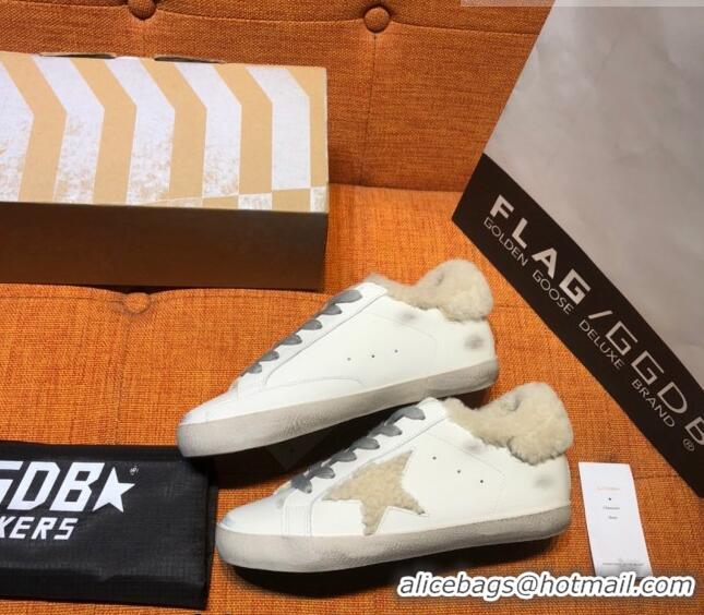 ​Good Product Golden Goose Super-Star Sneaker in Leather and G0160 Shearling White/Beige 2022