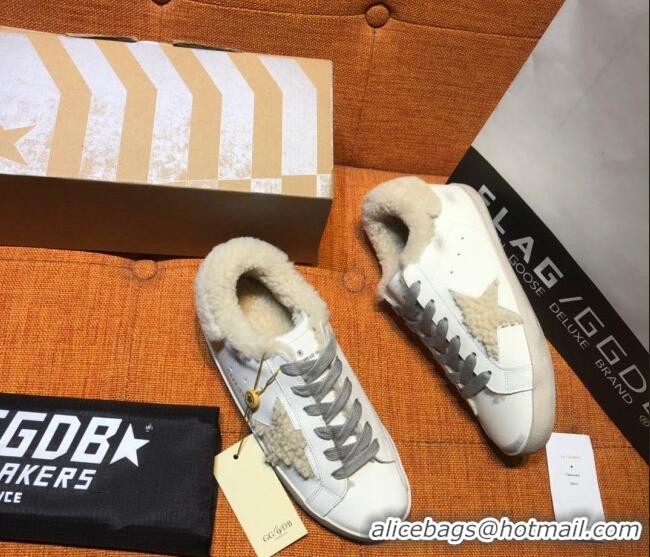 ​Good Product Golden Goose Super-Star Sneaker in Leather and G0160 Shearling White/Beige 2022