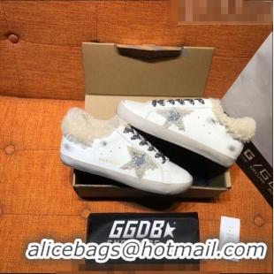 ​Buy Discount Golden Goose Super-Star Sneaker in Leather and Shearling with Glitter G0160 Silver Star White 2022