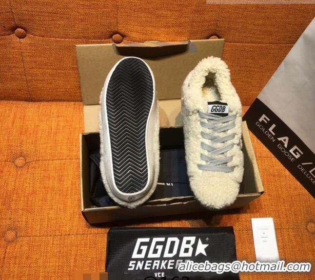 ​New Design Golden Goose Super-Star Sneaker in Shearling with Glitter G0160 Silver Star Beige 2022