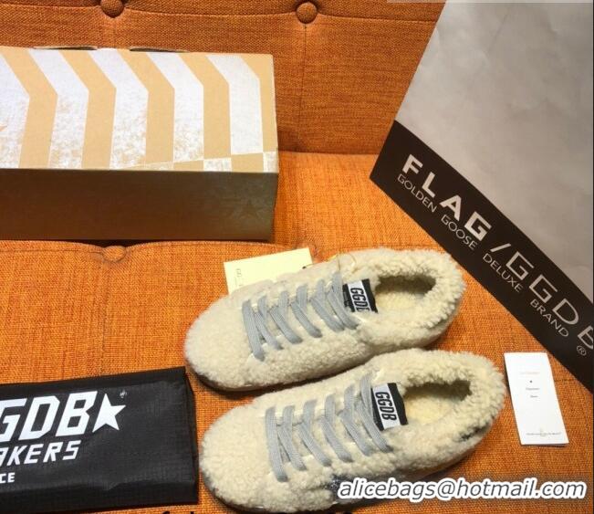 ​New Design Golden Goose Super-Star Sneaker in Shearling with Glitter G0160 Silver Star Beige 2022