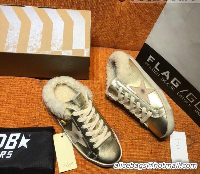 ​Reasonable Price Golden Goose Private EDT Sabots Sneakers in Leather and Shearling G0161 Gold 2022