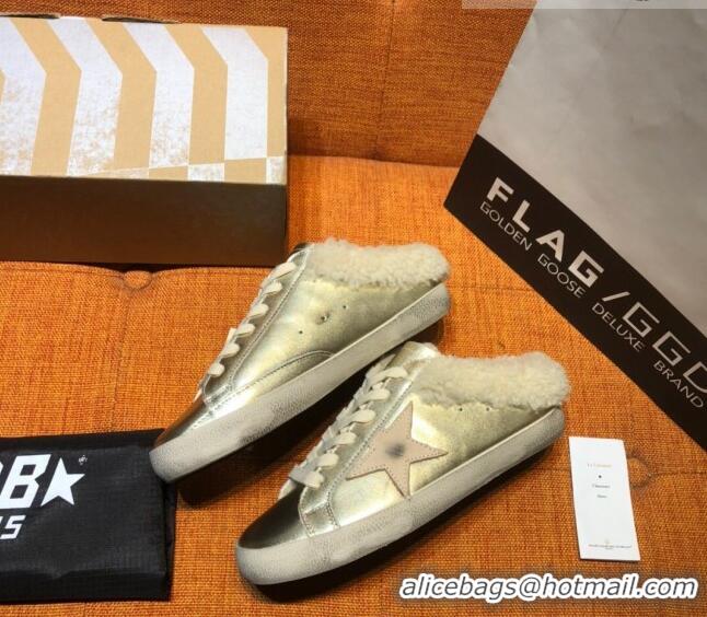 ​Reasonable Price Golden Goose Private EDT Sabots Sneakers in Leather and Shearling G0161 Gold 2022