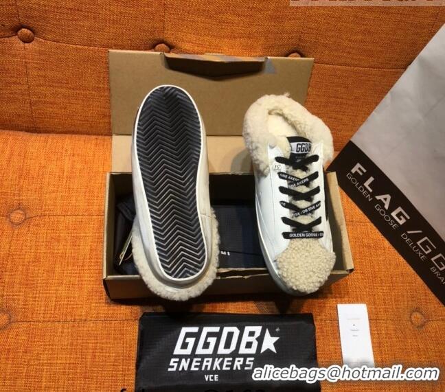 ​Best Price Golden Goose Private EDT Sabots Sneakers in Leather and Shearling G0161 White 2022