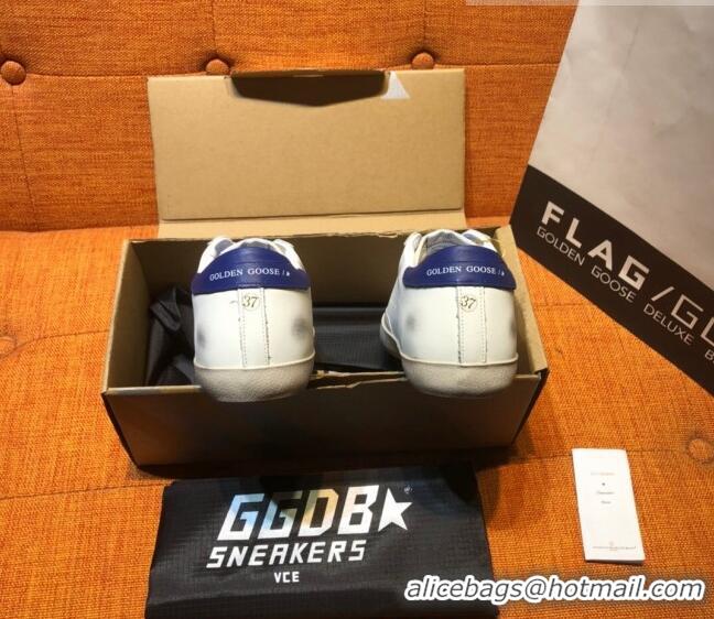 ​Reasonable Price Golden Goose V-Star Calfskin Sneaker with Glitter Star G0162 White/Blue 2022