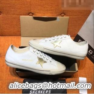 ​Top Quality Golden Goose V-Star Calfskin Sneaker with Gold Star G0162 White 2022