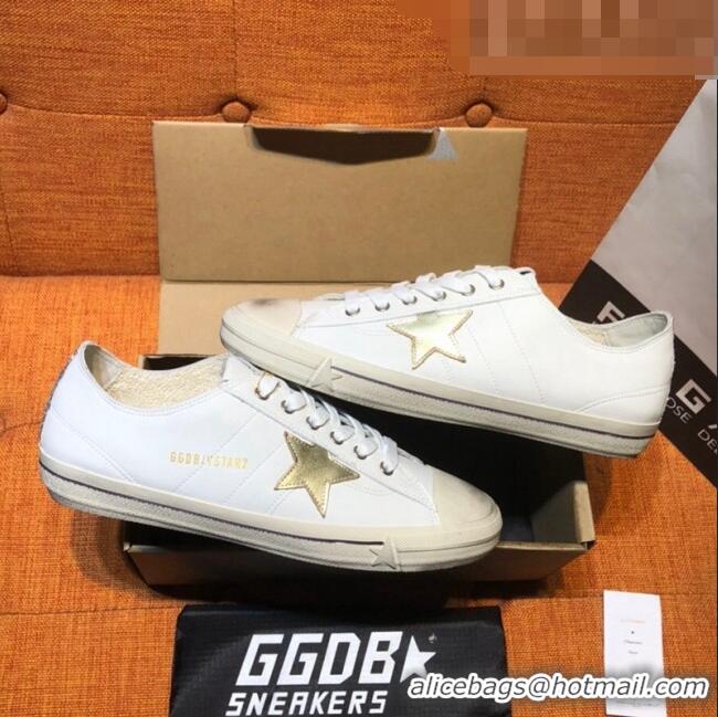 ​Top Quality Golden Goose V-Star Calfskin Sneaker with Gold Star G0162 White 2022