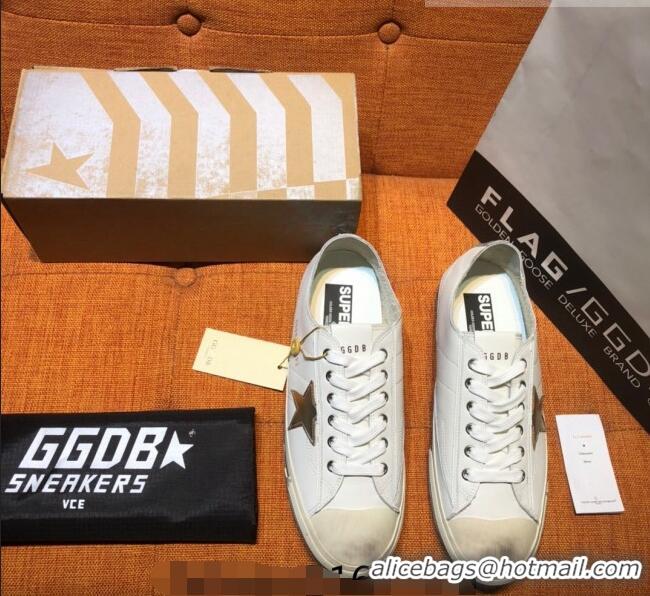 ​Top Quality Golden Goose V-Star Calfskin Sneaker with Gold Star G0162 White 2022