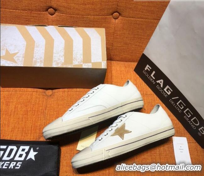 ​Top Quality Golden Goose V-Star Calfskin Sneaker with Gold Star G0162 White 2022