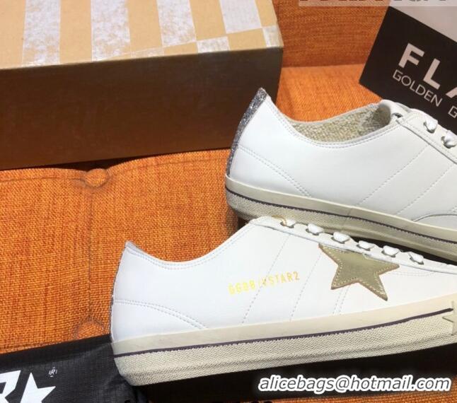 ​Top Quality Golden Goose V-Star Calfskin Sneaker with Gold Star G0162 White 2022