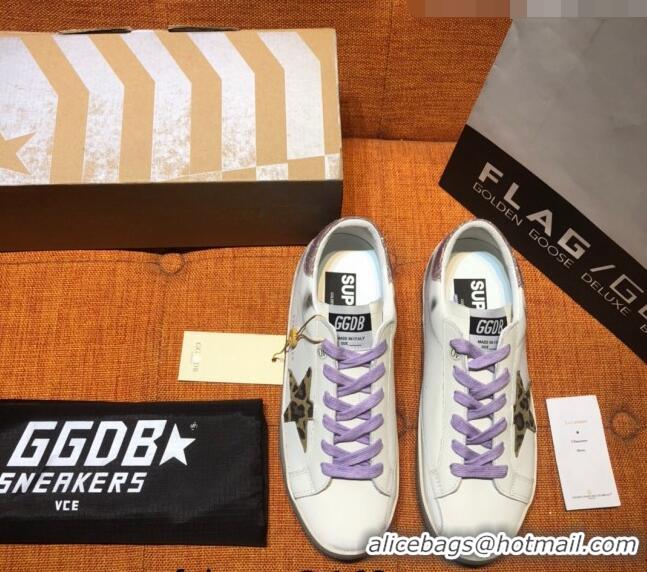 ​Best Price Golden Goose Super-Star Calfskin Sneaker with Glitter Pink Heel Tab G0174 White 2022