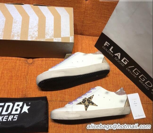 ​Best Price Golden Goose Super-Star Calfskin Sneaker with Glitter Pink Heel Tab G0174 White 2022