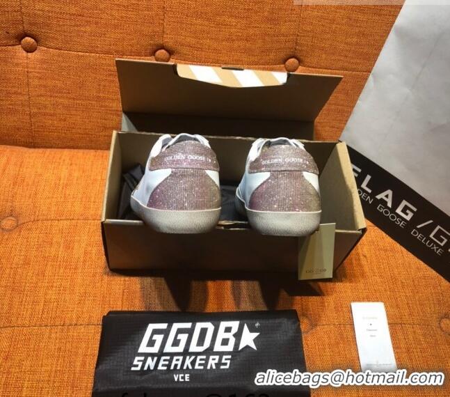 ​Best Price Golden Goose Super-Star Calfskin Sneaker with Glitter Pink Heel Tab G0174 White 2022