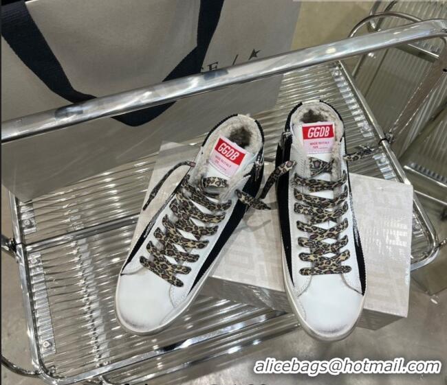 Inexpensive Golden Goose Francy High-top Sneakers in Suede and Leather with Glitter G0185 Silver Star White/Black 2022