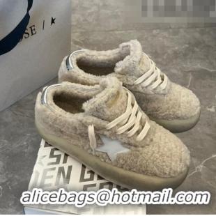 ​Cheapest Golden Goose Space-Star Shearling Sneakers with C0190 White Star Beige 2022