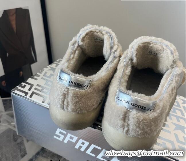 ​Cheapest Golden Goose Space-Star Shearling Sneakers with C0190 White Star Beige 2022