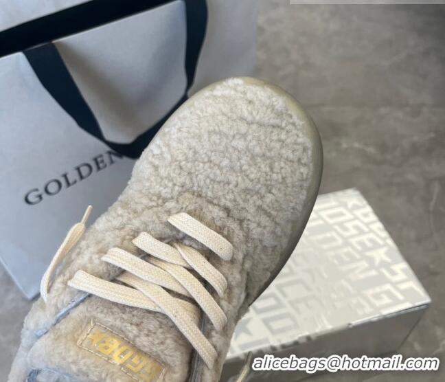 ​Cheapest Golden Goose Space-Star Shearling Sneakers with C0190 White Star Beige 2022