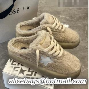 ​Top Quality Golden Goose Space-Star Shearling Sabots Sneaker with G0191 White Star Beige 2022