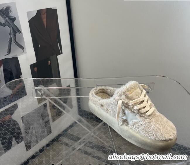 ​Top Quality Golden Goose Space-Star Shearling Sabots Sneaker with G0191 White Star Beige 2022