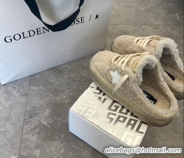 ​Top Quality Golden Goose Space-Star Shearling Sabots Sneaker with G0191 White Star Beige 2022