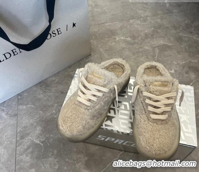 ​Top Quality Golden Goose Space-Star Shearling Sabots Sneaker with G0191 White Star Beige 2022