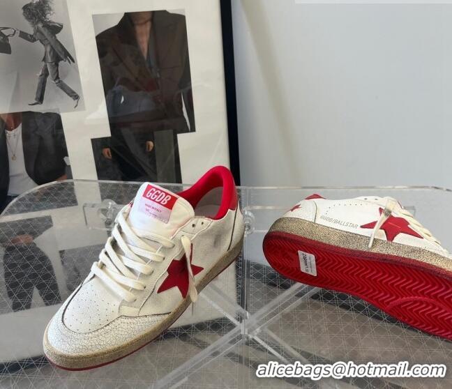 ​Inexpensive Golden Goose GGDB Ball Star Calfskin Sneaker 0208 White/Red 2023