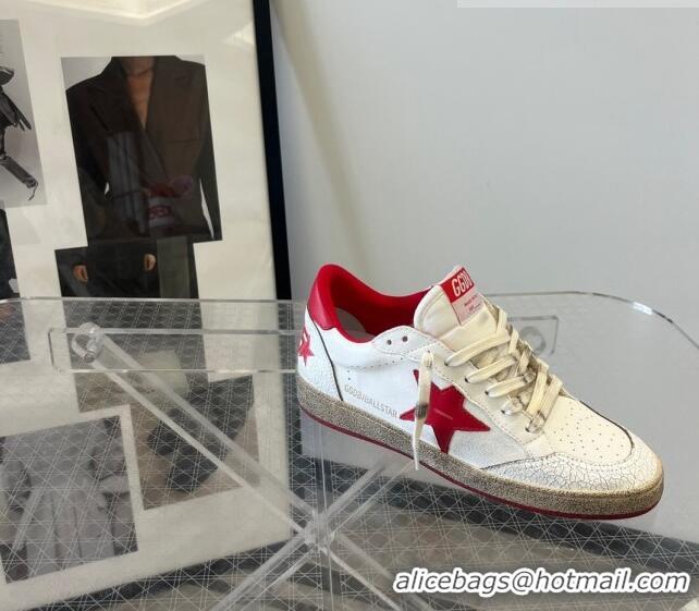 ​Inexpensive Golden Goose GGDB Ball Star Calfskin Sneaker 0208 White/Red 2023