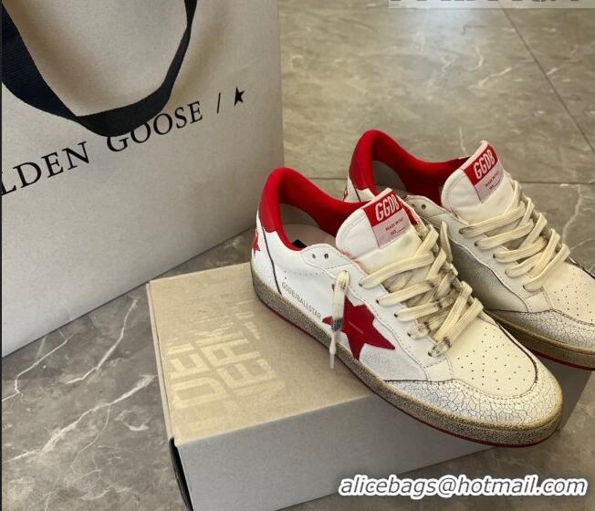 ​Inexpensive Golden Goose GGDB Ball Star Calfskin Sneaker 0208 White/Red 2023