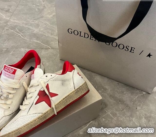 ​Inexpensive Golden Goose GGDB Ball Star Calfskin Sneaker 0208 White/Red 2023