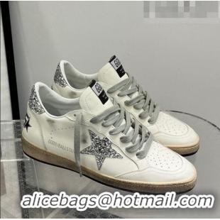 Top Quality Golden Goose GGDB Ball Star Calfskin Sneaker with 0812 Silver Glitter White 2023