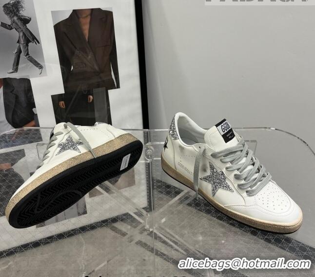 Top Quality Golden Goose GGDB Ball Star Calfskin Sneaker with 0812 Silver Glitter White 2023