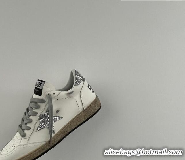 Top Quality Golden Goose GGDB Ball Star Calfskin Sneaker with 0812 Silver Glitter White 2023